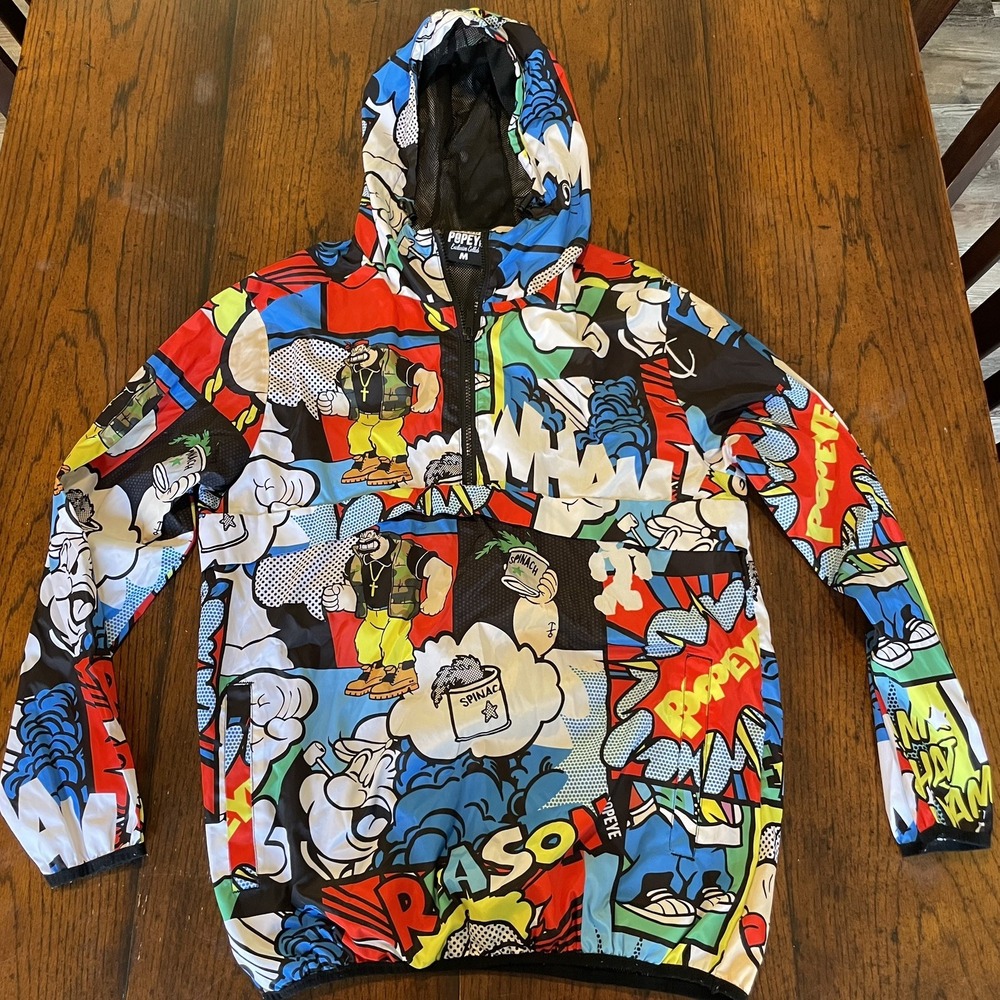 Reason Brand Popeye Jacket Mens Medium 1/4 Zip Anorak Pullover Windbreaker